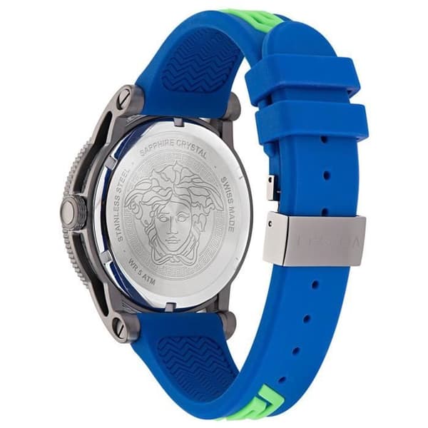 Quartz Ur til Mænd - VERSACE - V-Palazzo VE2V00722 - Rustfrit Stål - Sort - Blå Silikone