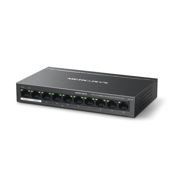 Switch - MERCUSYS - MS110P - 10 porte - Power over Ethernet (PoE) - Administreret