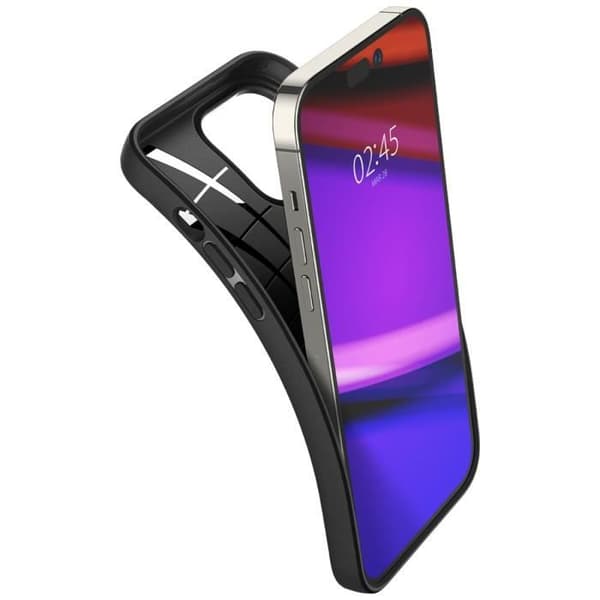 Coque - Spigen - iPhone 14 Pro - Blød Silikone - Militære Standarder - Sort