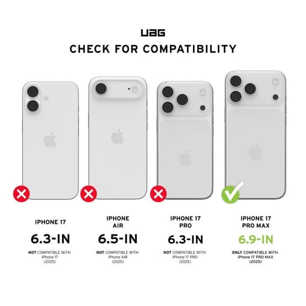 Coque Magsafe - UAG - iPhone 17 Pro Max - Grå - Antimikrobiellt skydd - Stötsäkerhet