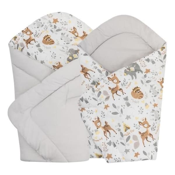 Bomimi Quick wrap blød reversibel dyremønster beige