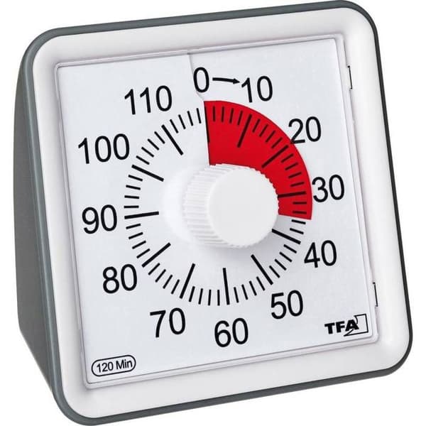 TFA Dostmann Timer VISUAL Vit analog klocka | MINUTER - SANDUR