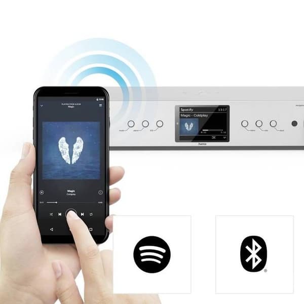 Hama DIT2105SBTX Internetbordsradio, DAB+, DAB, FM Bluetooth, USB, WiFi, internetradio silver