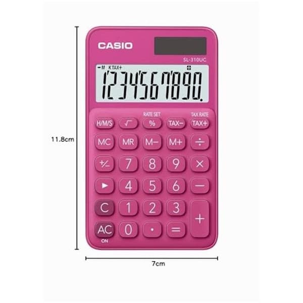 Lommeregner - Casio - SL-310UC-RD - Rød - Solskærm - Kompakt