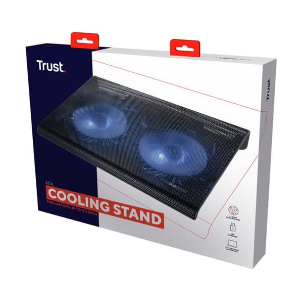 Ventilerad stöd - TRUST - Blå - 2 USB-fläktar - Blå belysning - För datorer 17,3''