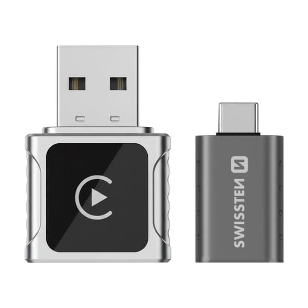 Trådlös CarLINK-adapter för CarPlay och Android Auto / USB-C-adapter Swissten Grå