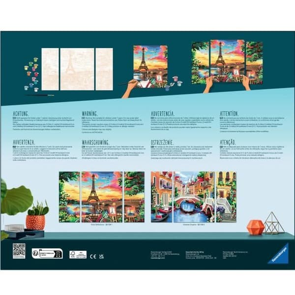 CreArt Paris triptykonformat 80x50cm - Maleri efter tal - Fra 12 år - Ravensburger - 20134