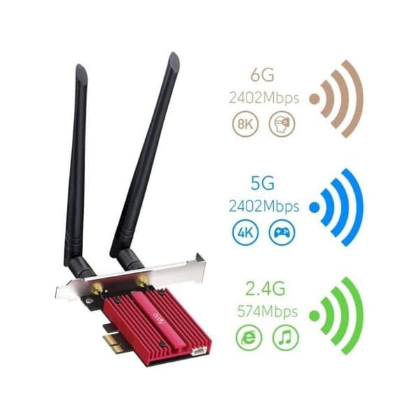 WiFi 6 PCIe-kort - Cudy - WE3000S - Bluetooth 5.0 - 2402Mbps - Sort
