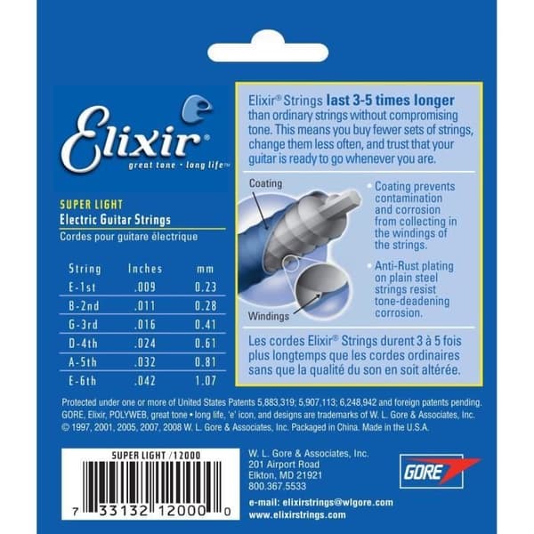 Elixir 12000 Polyweb 09/42 Super Light Guitarstrenge