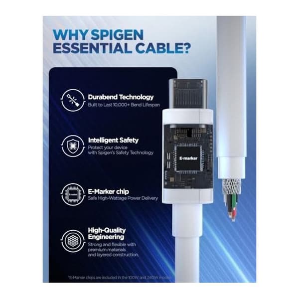 USB-C til C-kabel - SPIGEN - Essential - 100W PD - 2 m - USB 3.2 Gen1 5 Gbps