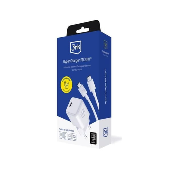 Laddare - 3MK - Hyper - 25W - USB-C - Vit