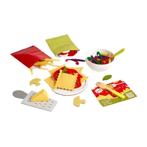 träleksak pastaset för barn - 64 delar