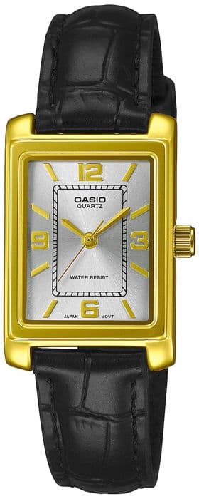Casio Ur - Kvinder - LTP-1234PGL-7A2EF - Sort Læder - Vandtæt 3 Atm
