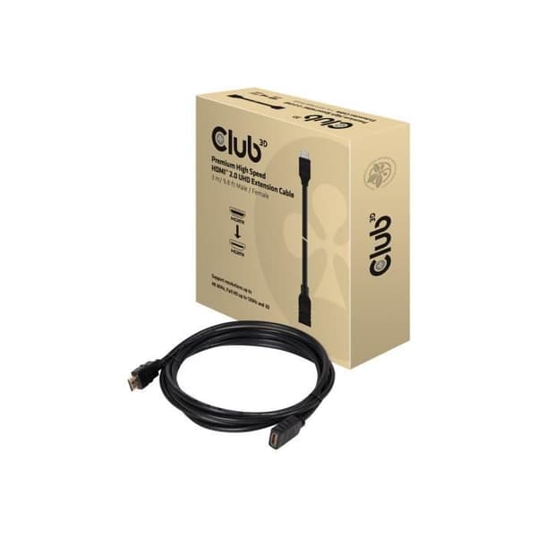 Club 3D CAC-1321 HDMI forlængerkabel - 3m - Sort - 4K understøttelse
