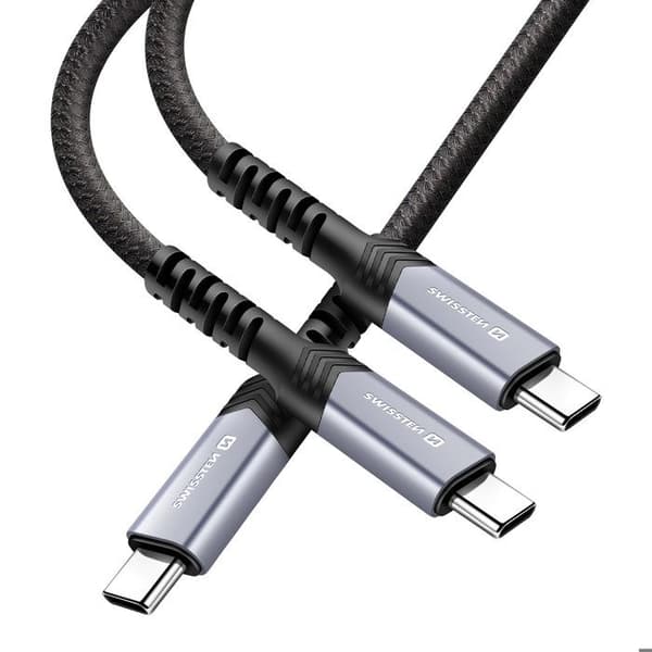 USB-C-kabel - SWISSTEN - 2-i-1 - Opladning og Synkronisering 100W - 1,5m - Sort