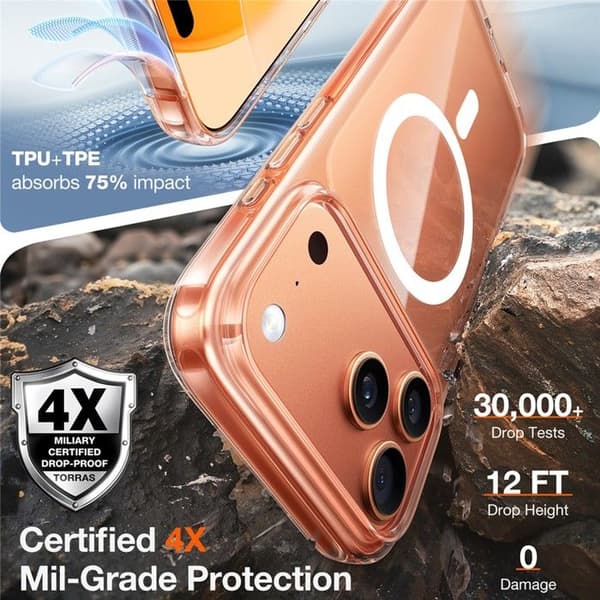 Skal för iPhone 17 Pro Max - TPU+PC, Transparent