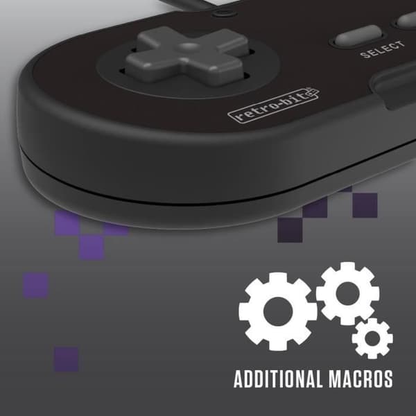 RetroBit Legacy 16 USB -controller - Sort - Switch, PC, Steam, Raspberry Pi
