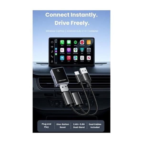 Vention KRYH0 Trådlös biladapter CarPlay-Android