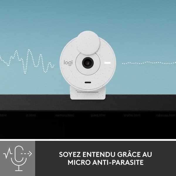Webcam - Full HD 1080p - Logitech - Brio 300 - Indbygget mikrofon - Hvid