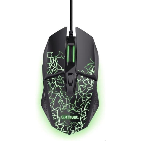 Trådad gamingmus - TRUST - 6 programmerbara knappar - Multicolor LED-belysning - Känslighet 200-6400 DPI