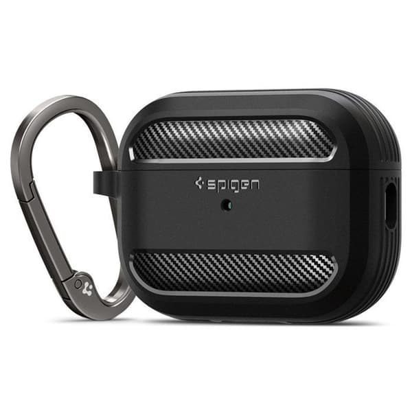 Etui til AirPods Pro - Spigen - Rugged Armor - Sort - Stødresistent - Termoplastisk