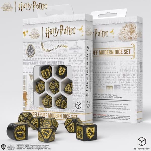 Terningespil - Q WORKSHOP - HARRY POTTER HUFFLEPUFF MODERNE TERNINGE SÆT - Sort - Voksen - Unisex