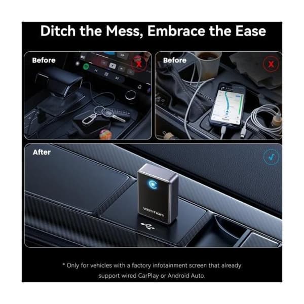 Vention KRYH0 Trådlös biladapter CarPlay-Android