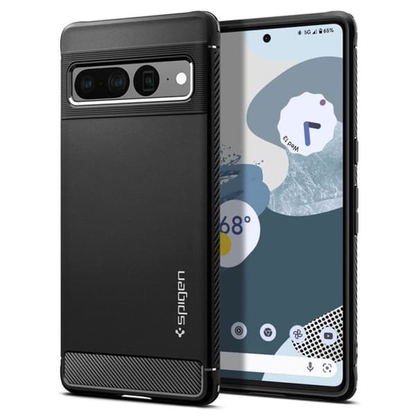 Fodral - SPIGEN - Robust rustning - Google Pixel 7 Pro - Mjuk - Svart - Luftkuddeskydd