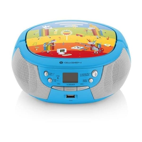 CD-afspiller - GOGEN - Dekorationsafspiller - Bluetooth - Karaoke - FM-tuner - Blå farve