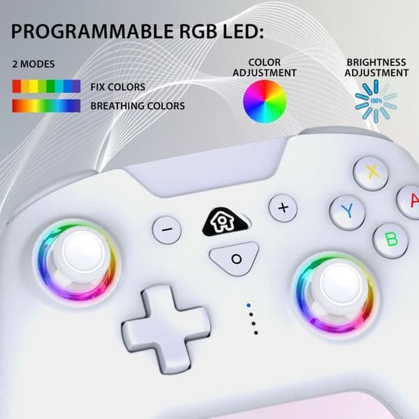 Trådløs controller - SUBSONIC - Switch 2 / Switch - Programmerbare LED'er - vibrationer - gyroscope - Hvid