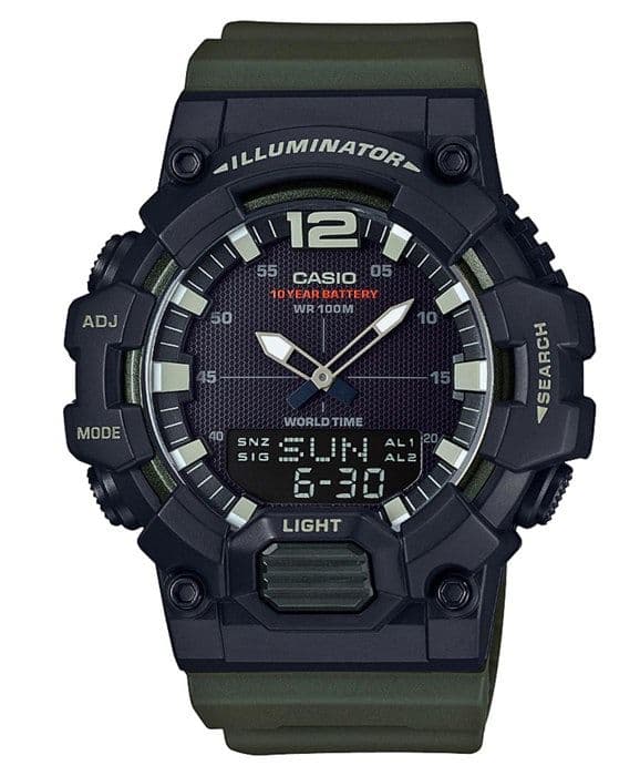 Ur - CASIO - HDC-700-3A - Kvarts - Dobbelt display - Sort grøn resin