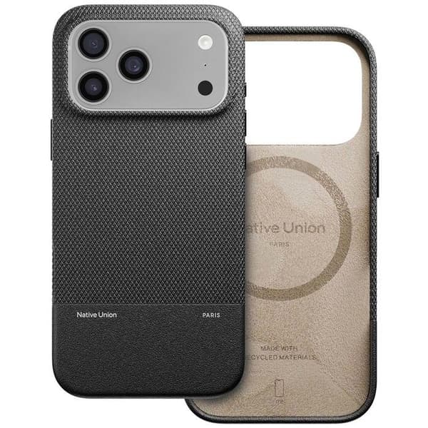 Cover til iPhone 17 Pro Max MagSafe Stødabsorberende Tekstur Serie ReClassic Native Union Sort