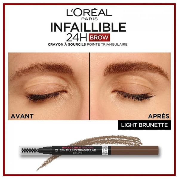 Ögonbrynspenna - L'Oréal Paris - Infaillible Brows 24h - Vattentät - Triangulär spets - 1ml