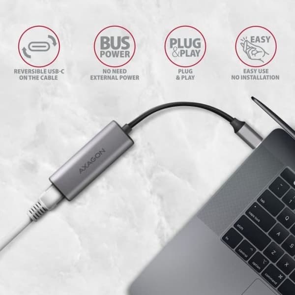 Netværksadapter - AXAGON - ADE-25R - USB 3.2 - USB Type-C - RJ45