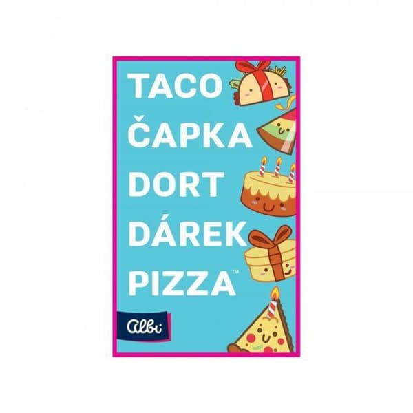 Taco, hat, kage, gave, pizza