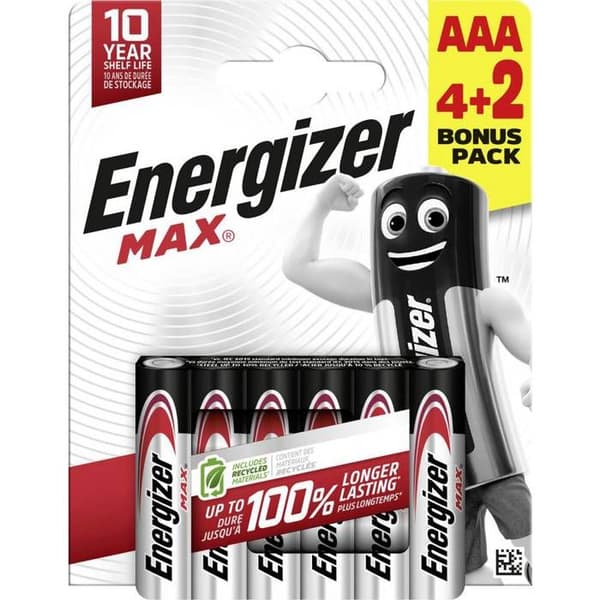 Batteri LR3 (AAA) alkaline(r) Energizer Max 1.5 V 6 stk.