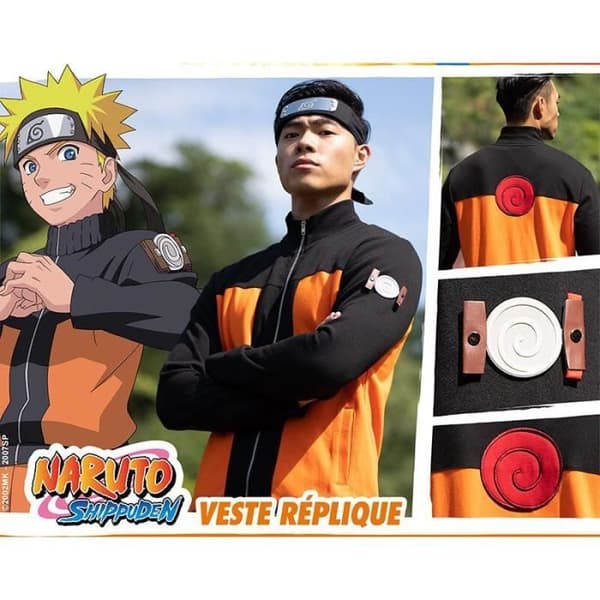Replika jacka - Naruto - Herr orange och svart storlek L