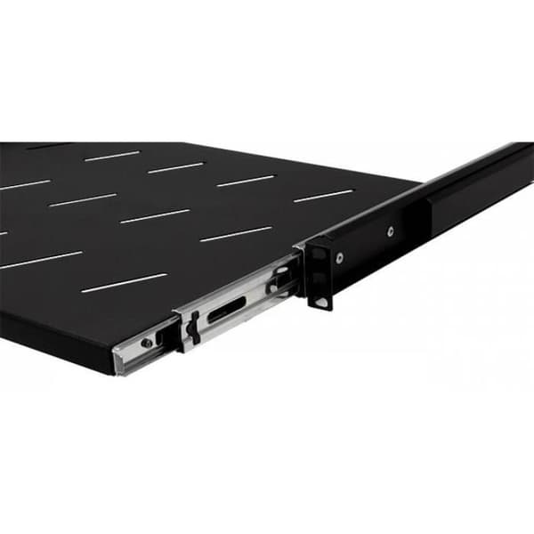 Utrækkelig hylde 19" 1U 350mm, Sort