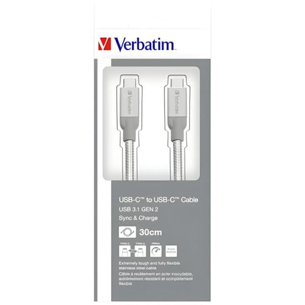 USB-kabel - VERBATIM - USB-C (M) til USB-C (M) - USB 3.1 Gen2 - 3 A - 30 cm