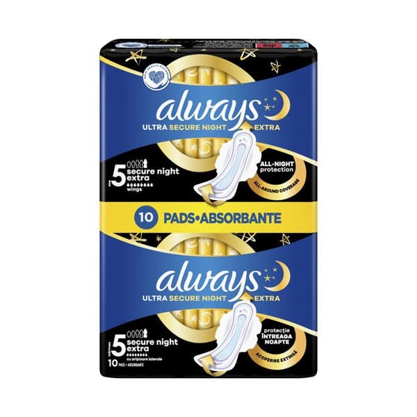 ALWAYS Ultra Secure Night Light Duo med vingar, 5-pack