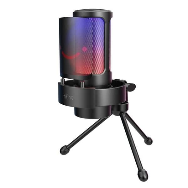 Mikrofon USB - FIFINE - A8V - RGB-belysning - Ljudkontroll - Popfilter