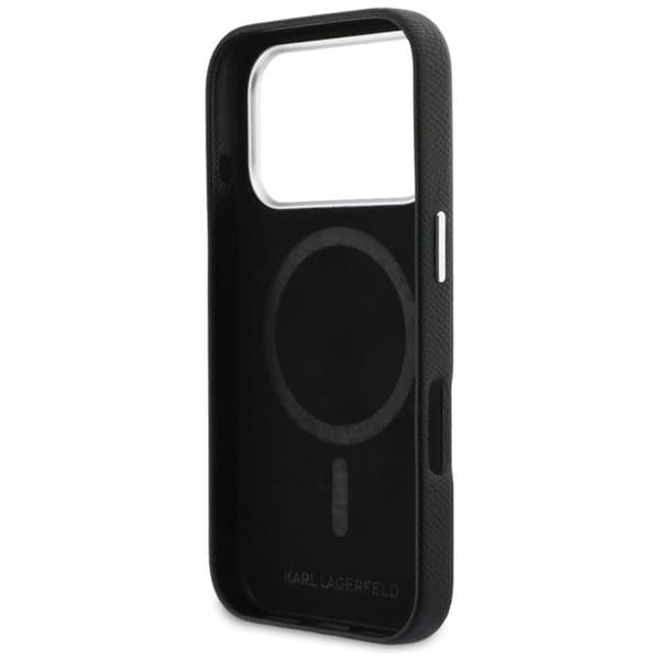 Coque Karl Lagerfeld Hardcase Læder K&C Head Pin MagSafe til iPhone 17 Pro - Sort