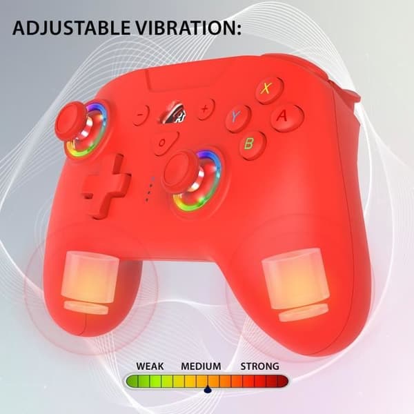 Trådløs controller - SUBSONIC - Switch 2 / Switch - Programmerbare LED'er - Vibrationer - Gyroskop - Rød