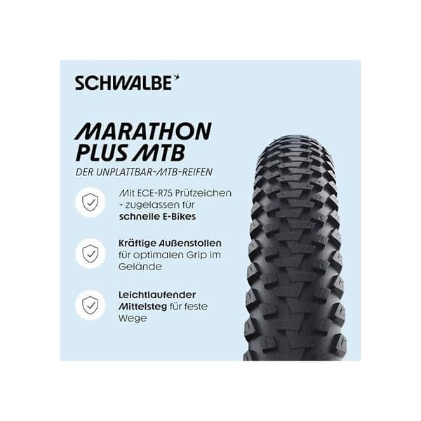 Cykeldæk - Schwalbe - Marathon Plus MTB - Performance Line - Sort - 27.5" x 2.35