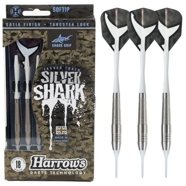 Sæt med 3 dartpile Silver Shark Harrows 18g Så...