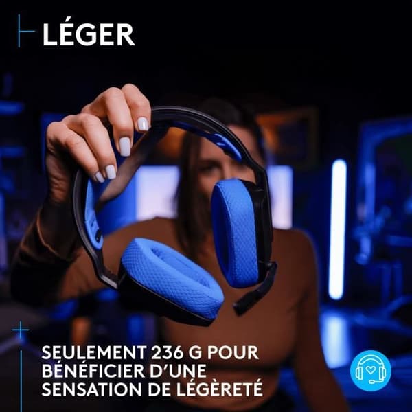 Spelheadset - Trådlös - Logitech G - G535 Lightspeed - PS5, PS4, PC, MAC - Svart/Blå