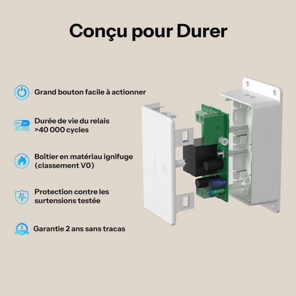 SONOFF Basic Gen5 BASIC-1GS Wi-Fi Matter tilsluttet kontakt 10A, Magic Switch, lokal kontrol, Apple Home, Alexa, Google Home