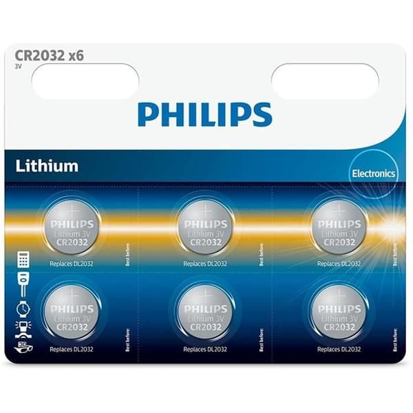 PHILIPS BATTERIER CR2032 X6