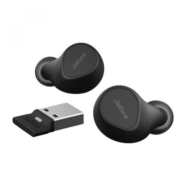 Trådlösa hörlurar - JABRA - Evolve2 Buds MS - Aktiv ljudavstängning - Bluetooth - USB-A