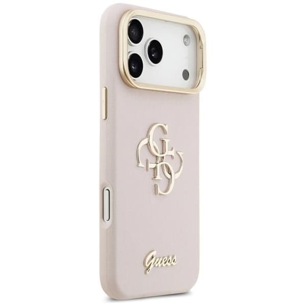 Guess Grained Big 4G Stativ Kameraetui til iPhone 17 Pro Max 6.9" Pink